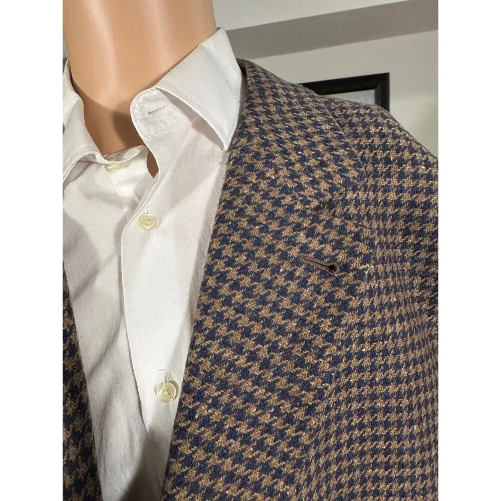 Brunello Cucinelli Houndstooth 64 54RUS Wool Cashmere Tweed Flannel XXXL Blazer